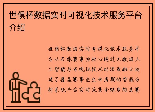 世俱杯数据实时可视化技术服务平台介绍